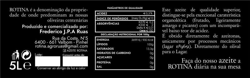 Contra Rótulo 5l Azeite Rotina